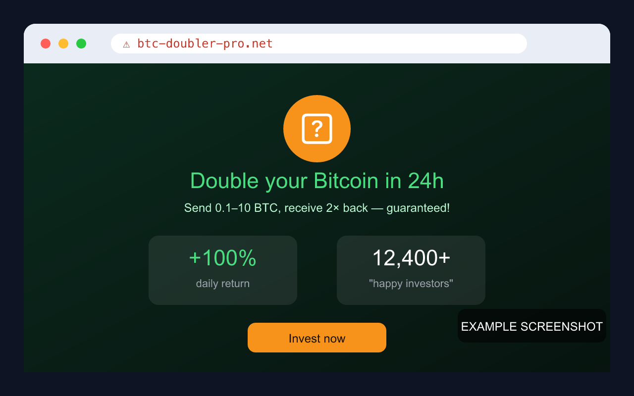 btc-doubler-pro[.]net — investment scam screenshot