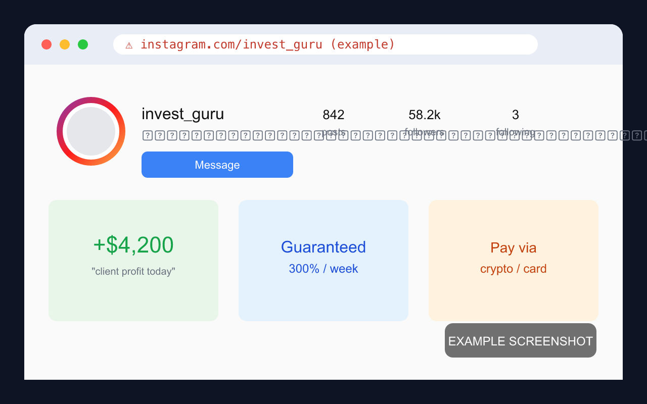 @invest_guru (example) — social media scam screenshot